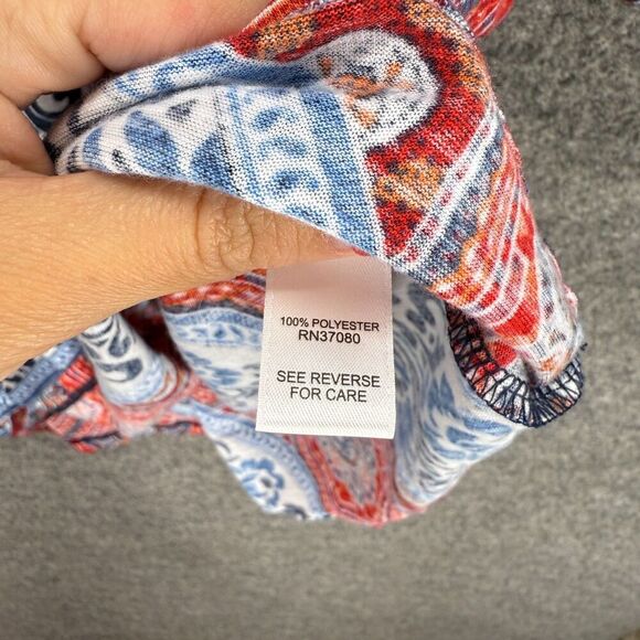 Cato Blouse Women 26/28W Plus Blue Striped Cold Shoulder Short Sleeve V-Neck - Picture 4 of 7